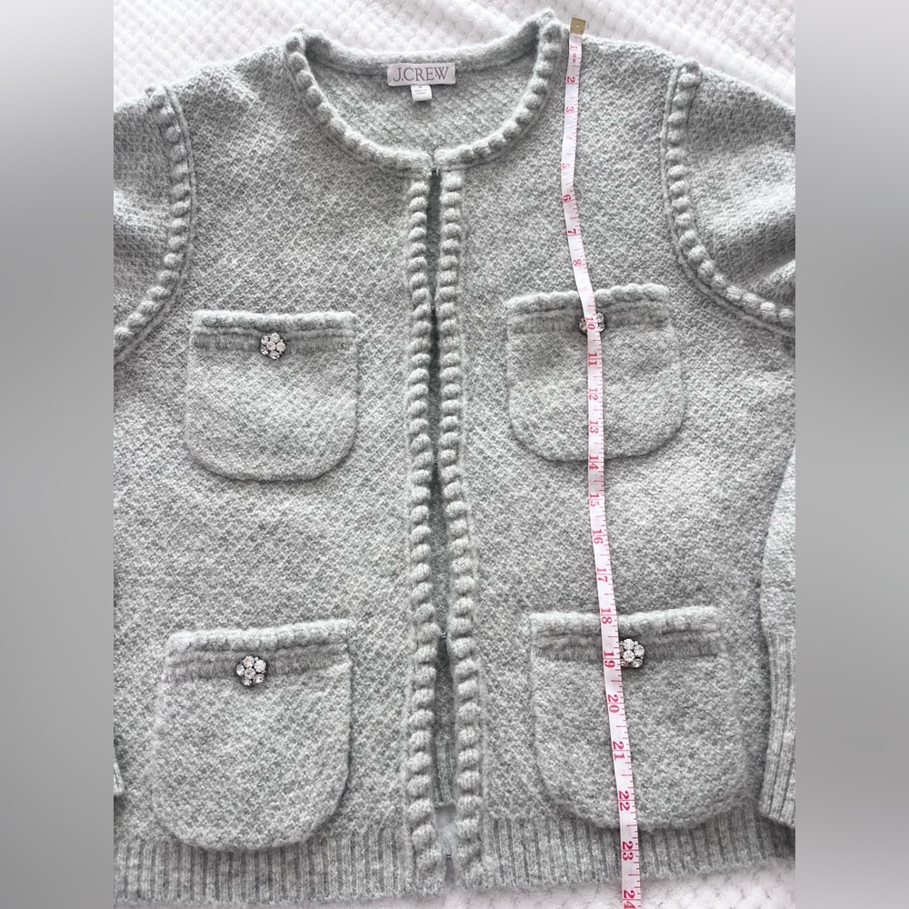 J.Crew Odette Wool Blend Sweater Lady Jacket With Jewel Buttons - Picture 11 of 13
